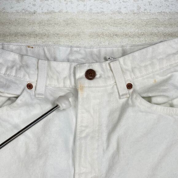 Vintage 90s Levis Jeans 550 31x30 Relaxed Fit Tapered Leg White Wash Orange Tab - Picture 8 of 9